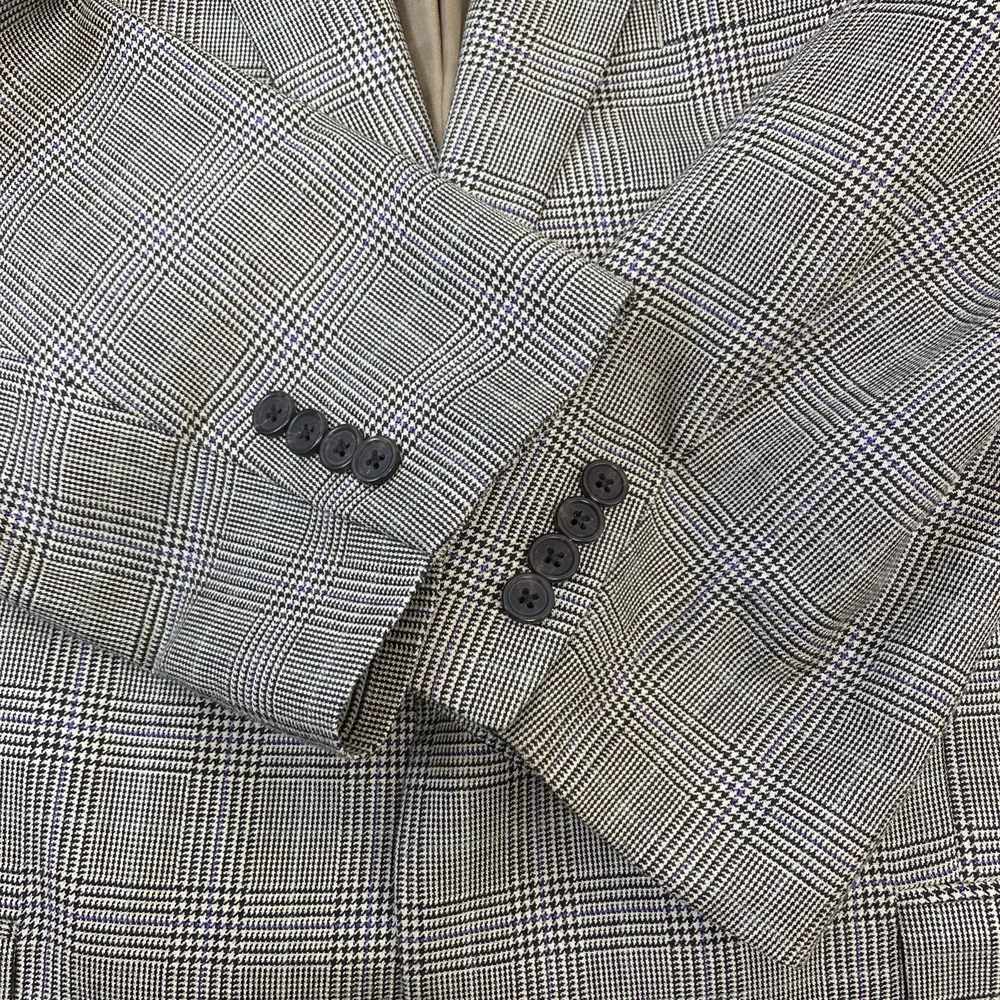 Lauren Ralph Lauren Blazer Men 46R Purple Tan Prince Edward Plaid‎ Silk Wool